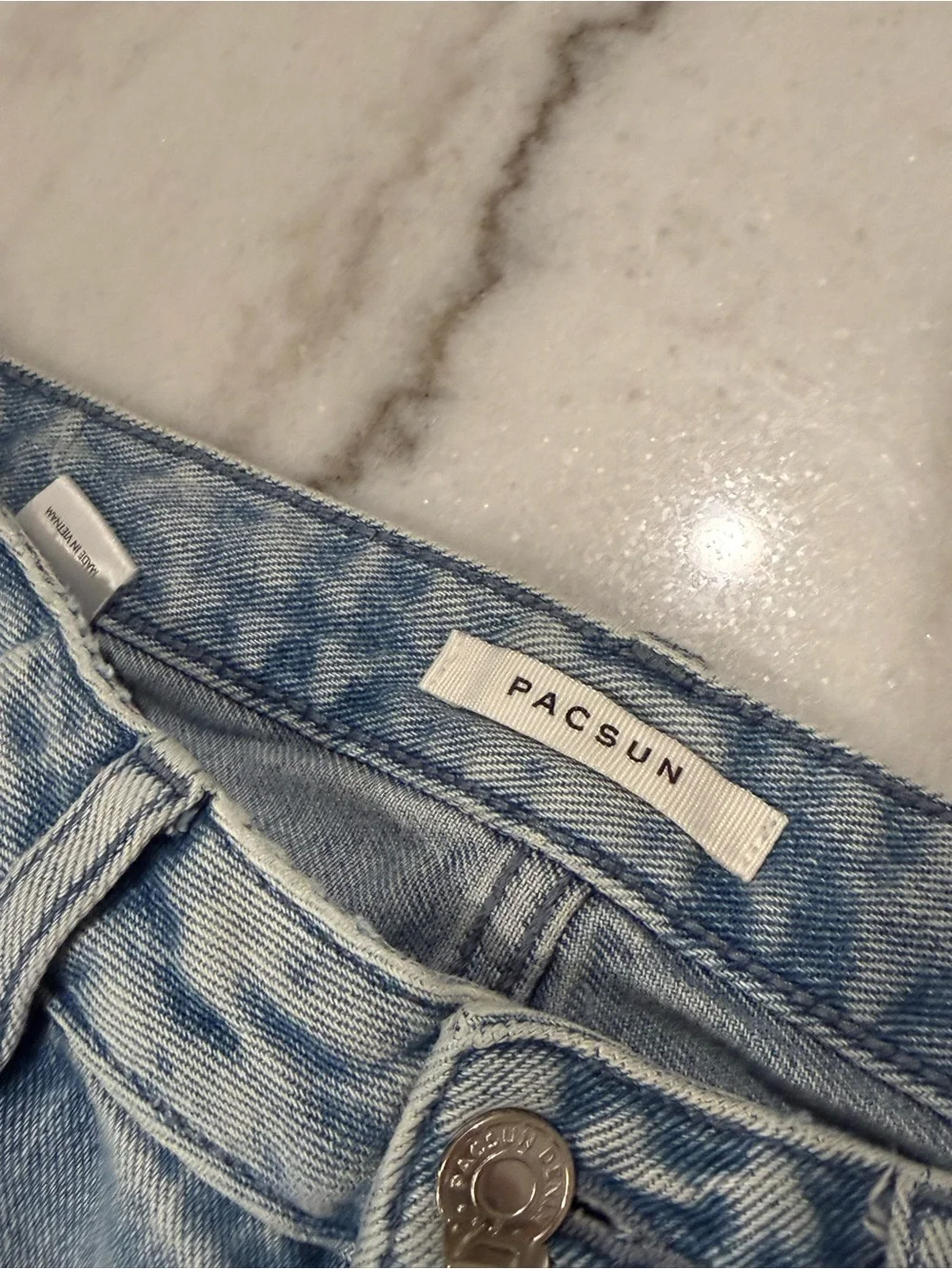 PacSun Light Blue Straight-Leg Jeans with Butterfly Embroidery